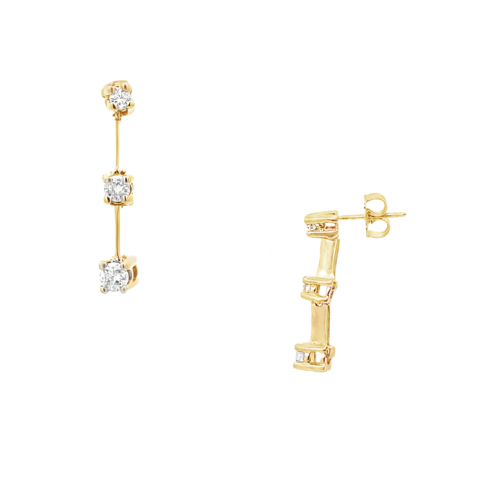 Round Diamond Drop Earrings 14K Yellow Gold .44CTW
