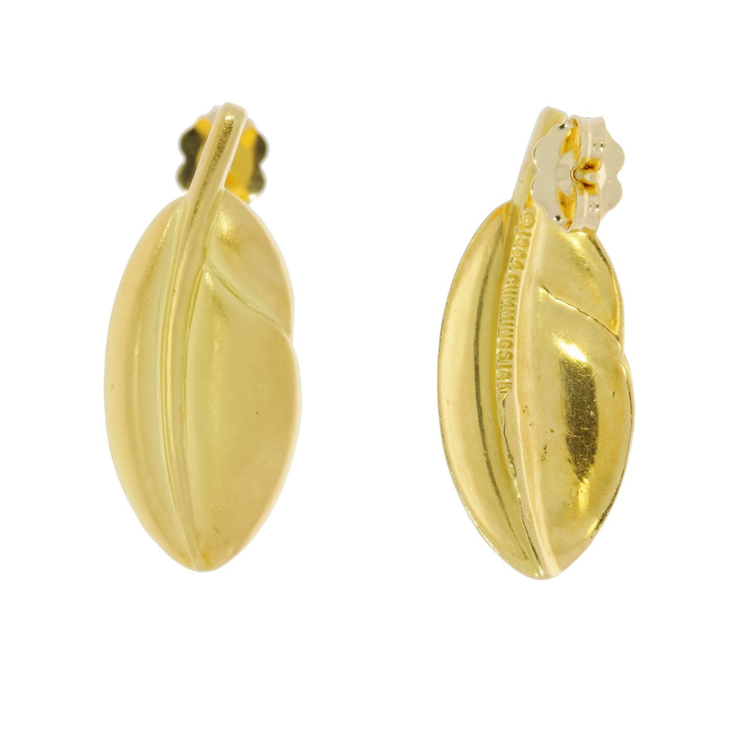 Tiffany & Co. Angela Cummings Feather Earrings 18K Yellow Gold