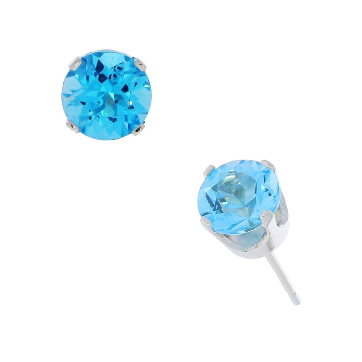 Topaz Stud Earrings 14K White Gold 1.60CTW