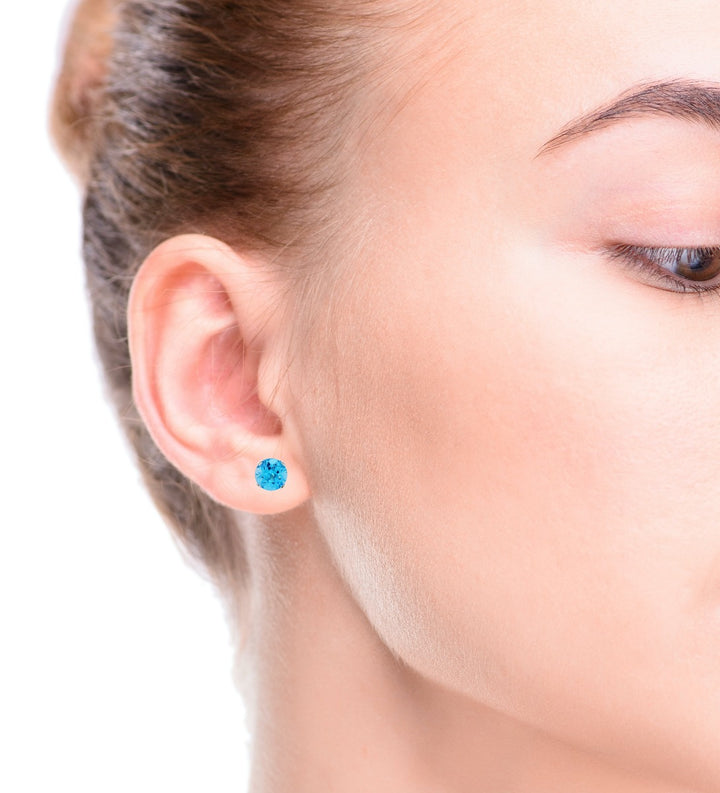 Topaz Stud Earrings 14K White Gold 1.60CTW