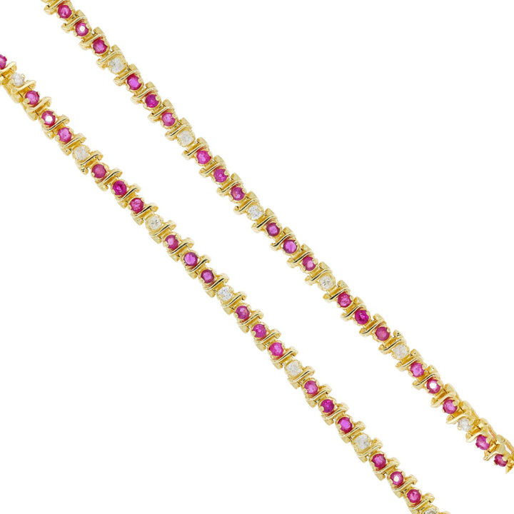 Ruby Diamond Bracelet 14K Yellow Gold