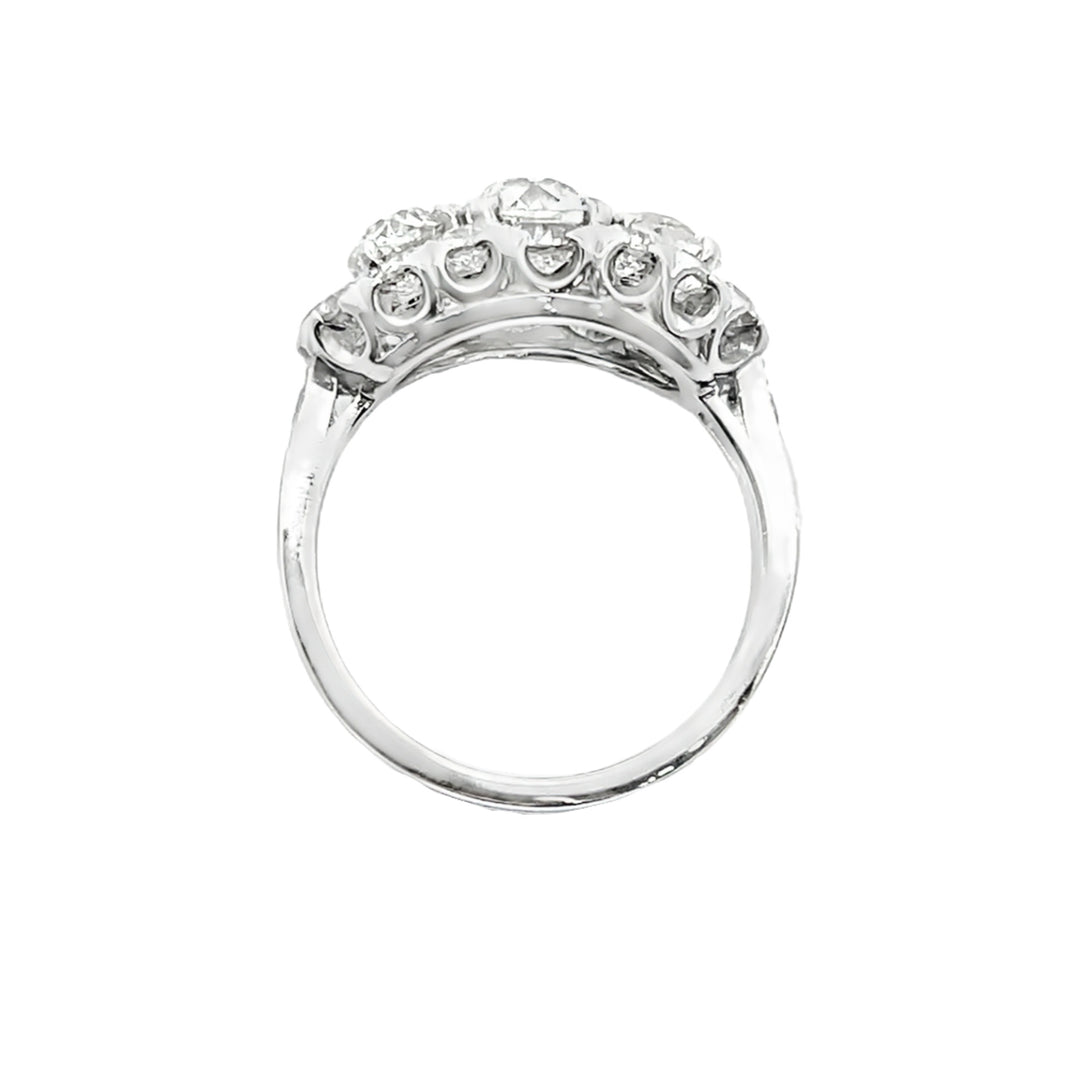 Vintage Diamond Cluster Ring Platinum 2.77CT