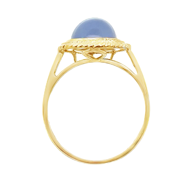 Lavender Jade Pear Shape Ring 14K Yellow Gold