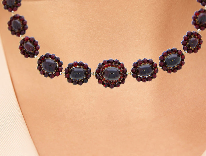 Bohemian Victorian Garnet Necklace Silver