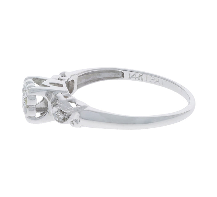 Vintage Diamond Engagement Ring 14K White Gold