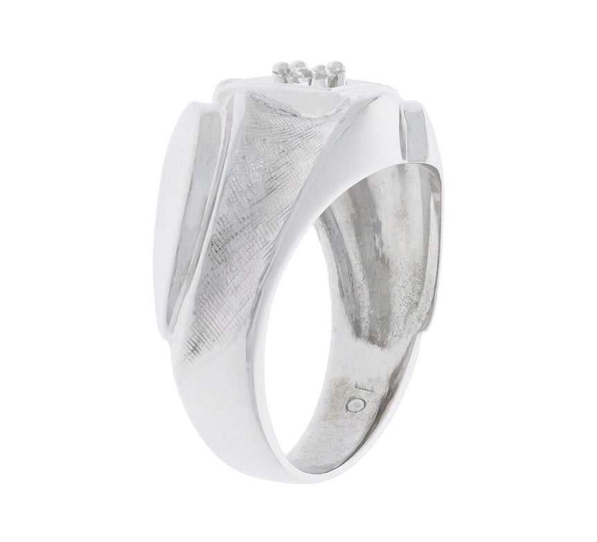 Vintage Diamond Men's Ring 10K White Gold .11CTW