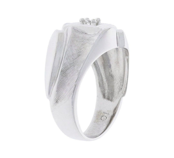 Vintage Diamond Men's Ring 10K White Gold .11CTW