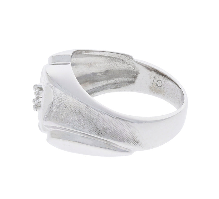 Vintage Diamond Men's Ring 10K White Gold .11CTW