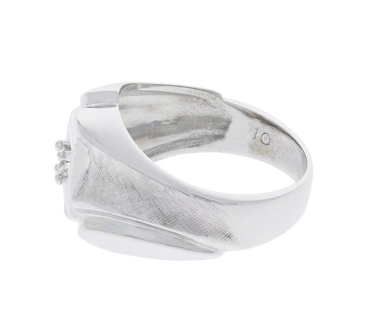 Vintage Diamond Men's Ring 10K White Gold .11CTW