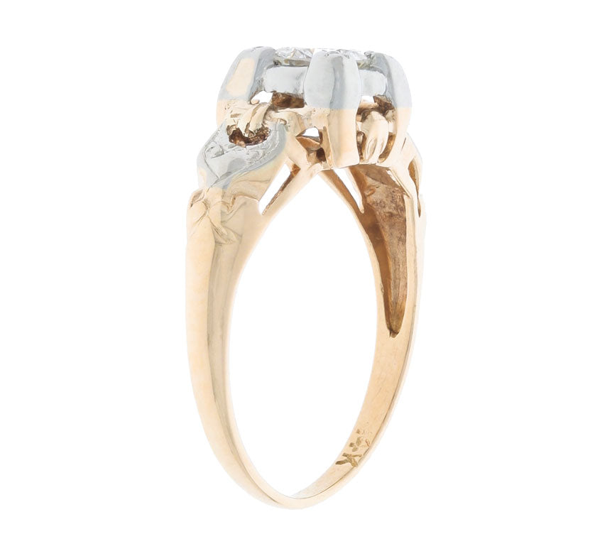 Vintage Diamond Engagement Ring 14K Two Tone .35CT
