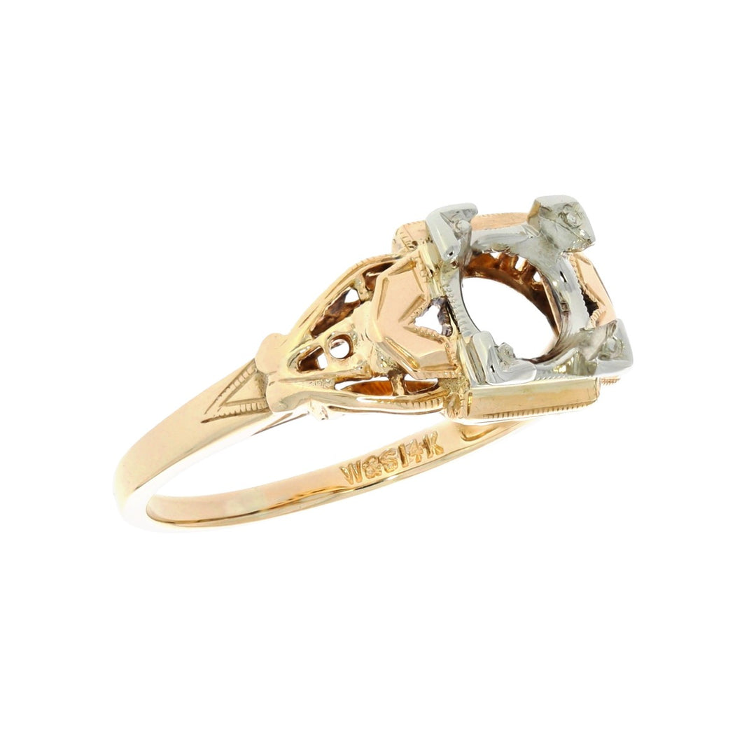 Vintage Filigree Setting 14K Two Tone