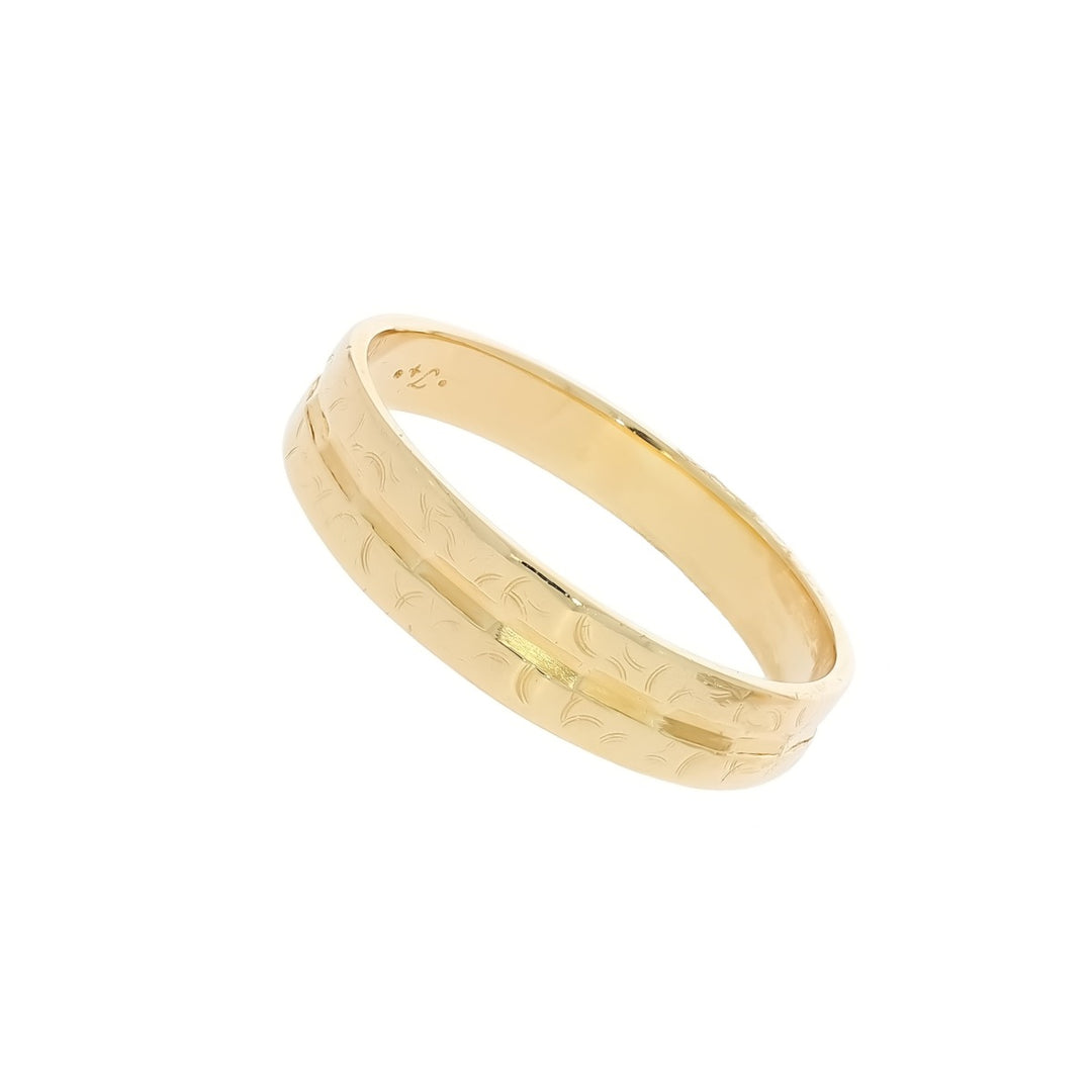 Vintage Wedding Engraved Band 14K Yellow Gold