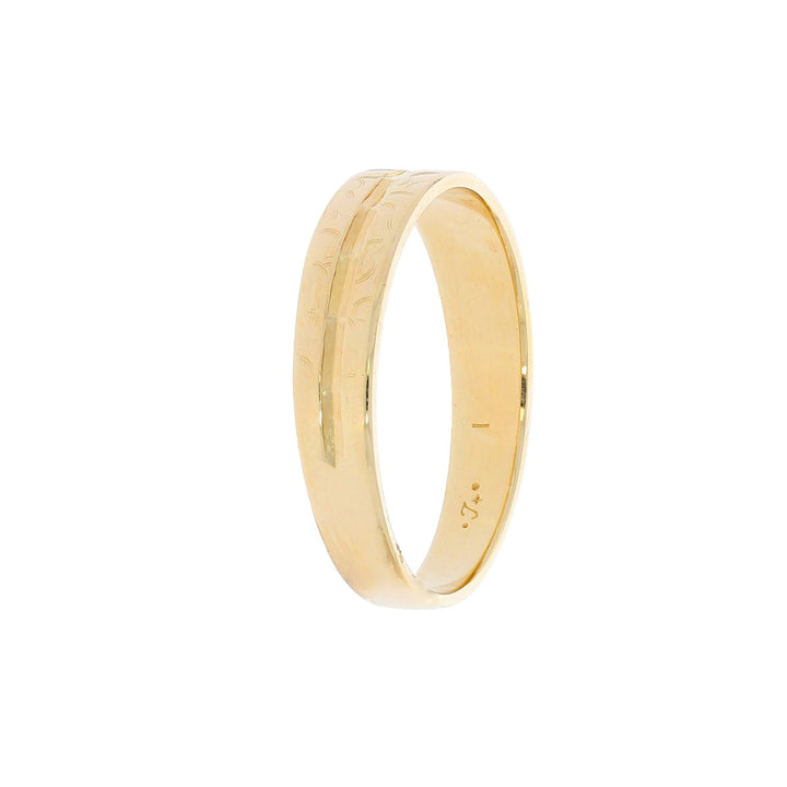 Vintage Wedding Engraved Band 14K Yellow Gold