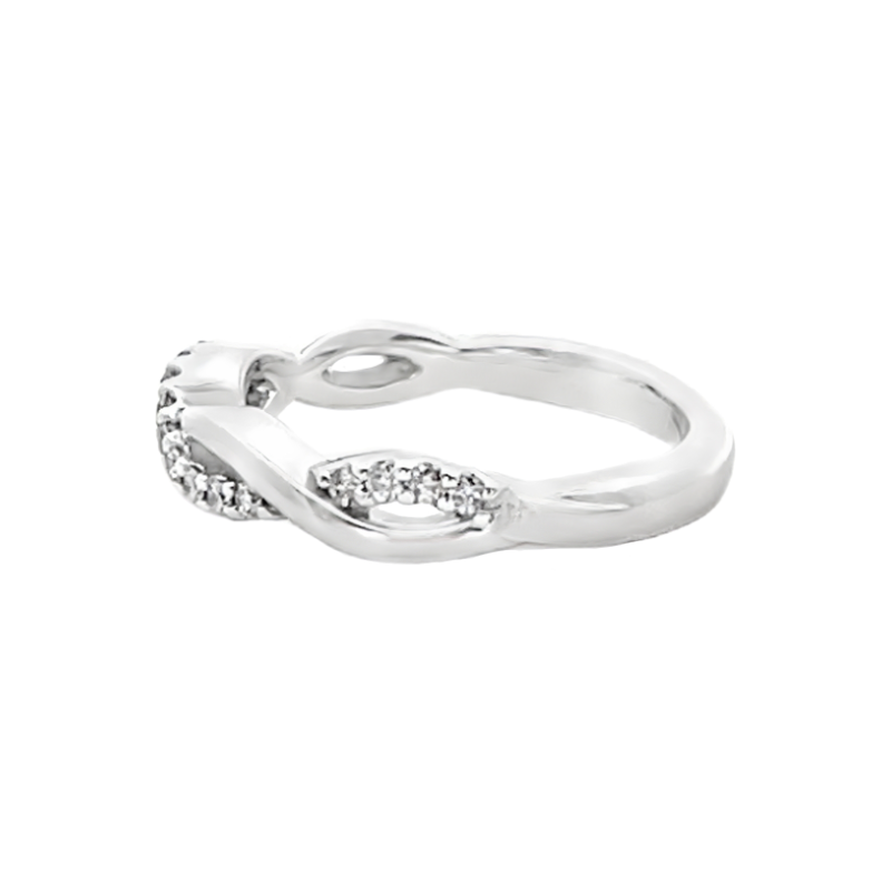 Diamond Swirl Wedding Band 14K White Gold .15CTW