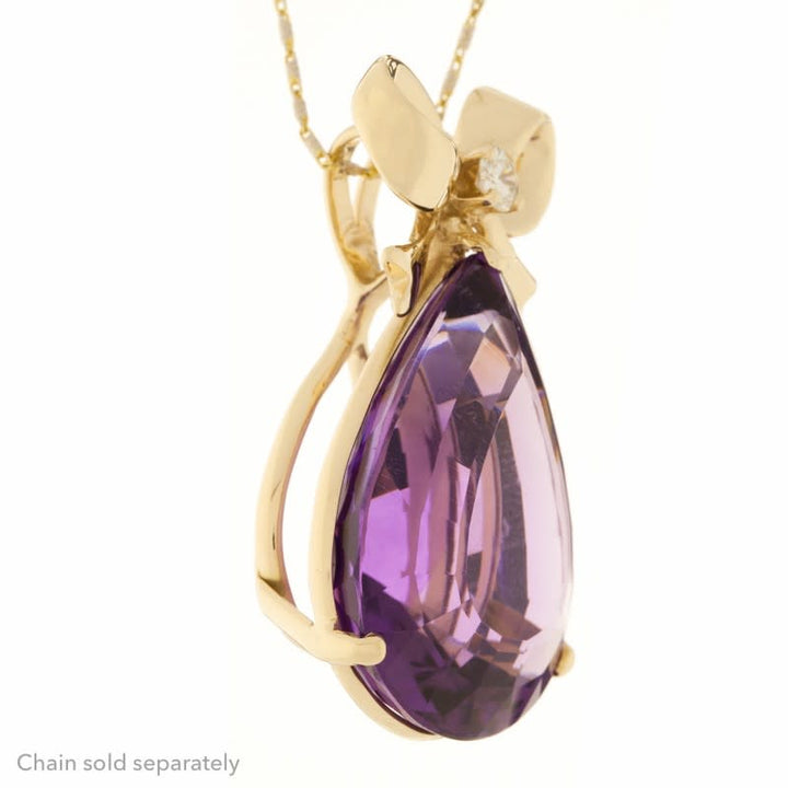 Amethyst Diamond Pendant 14K Yellow Gold 47CT