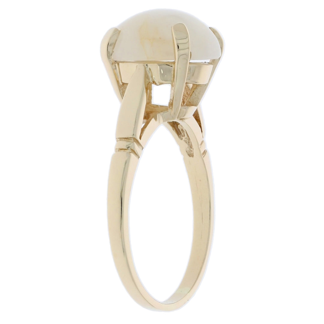 White Jade Ring 14K Yellow Gold