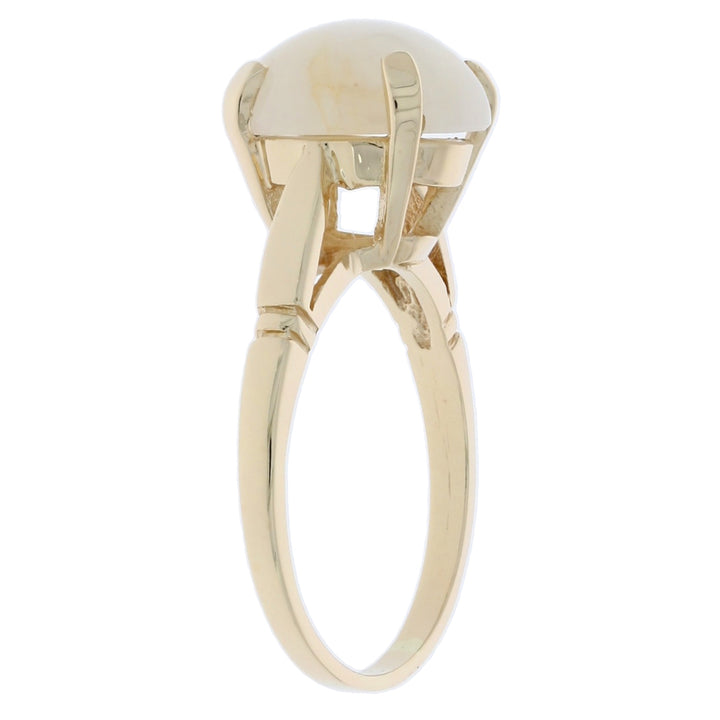 White Jade Ring 14K Yellow Gold
