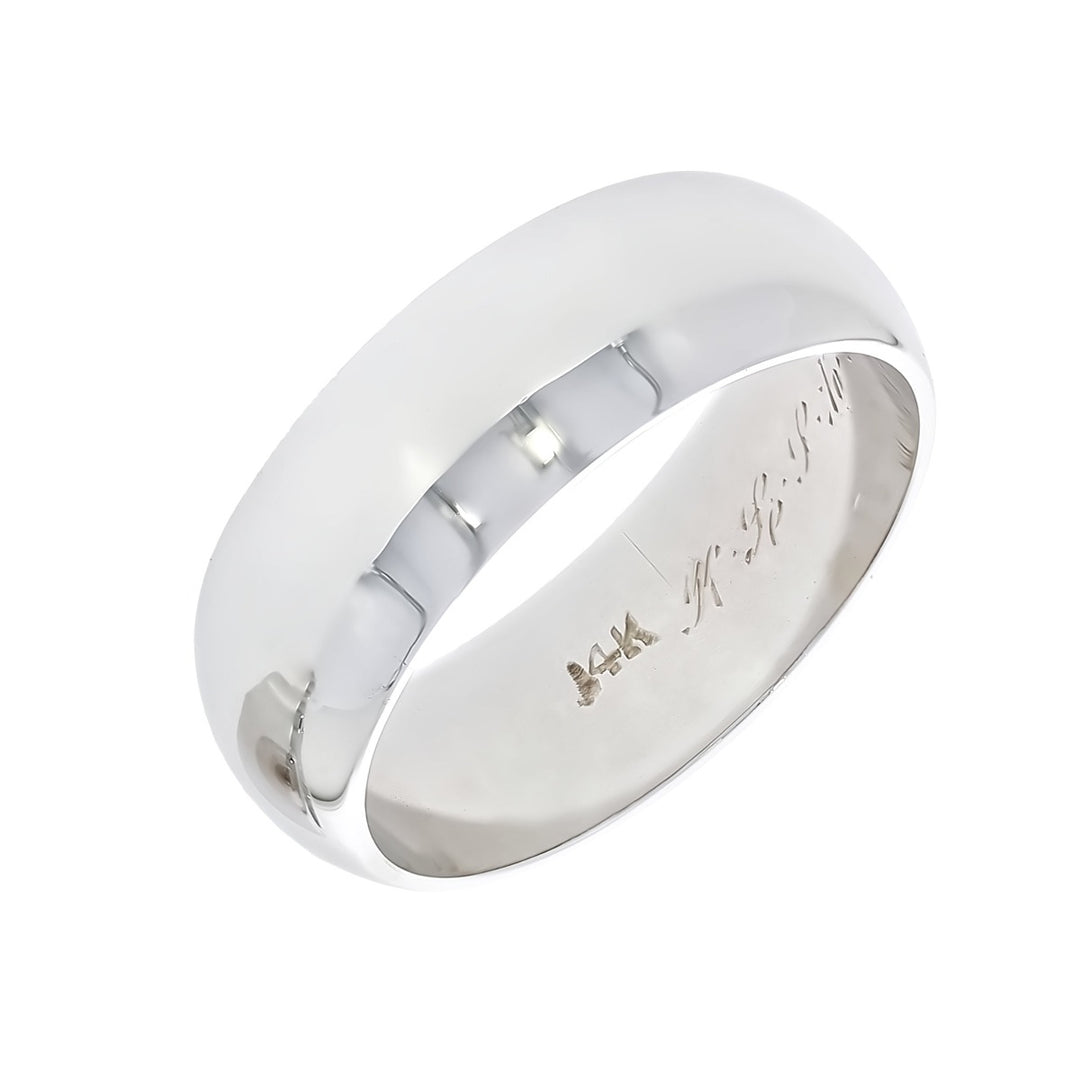 Men's Wedding 8MM Band 14K White Gold