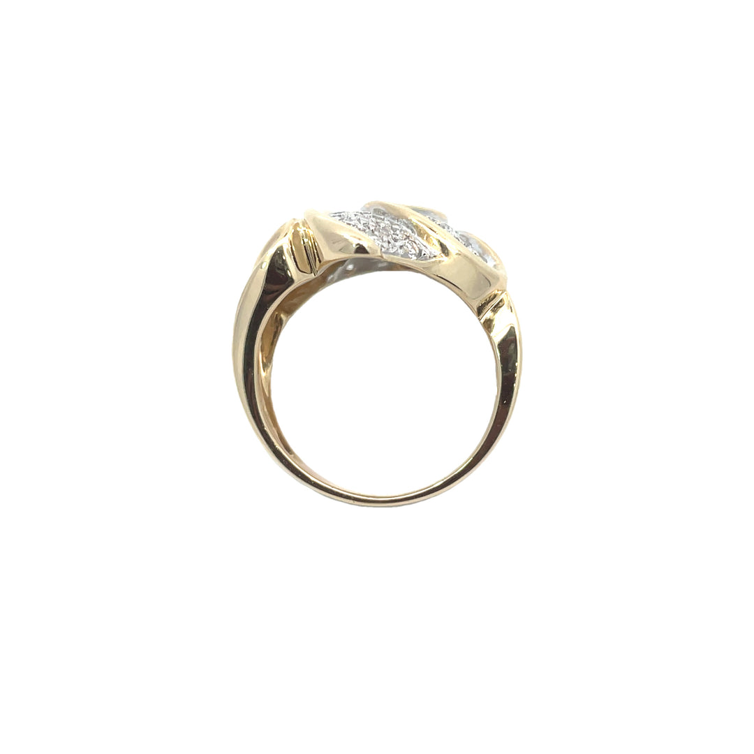 Flower Cluster Diamond Ring 14K Two Tone Gold 0.46CT