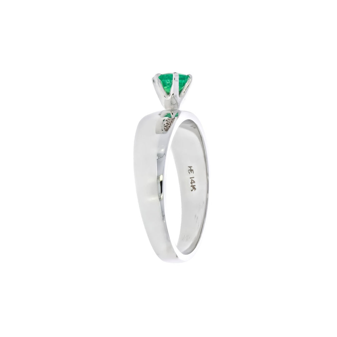 Emerald Solitaire Ring 14K White Gold .45 CT