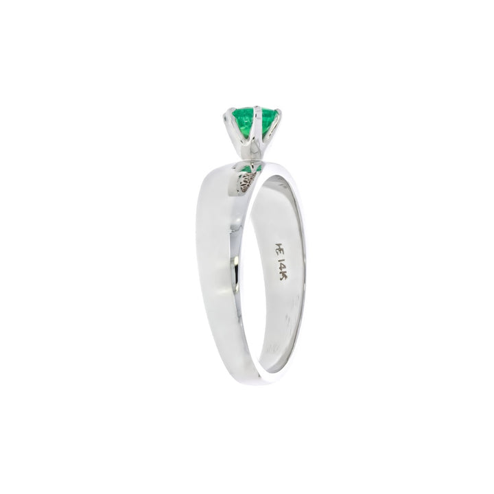 Emerald Solitaire Ring 14K White Gold .45 CT