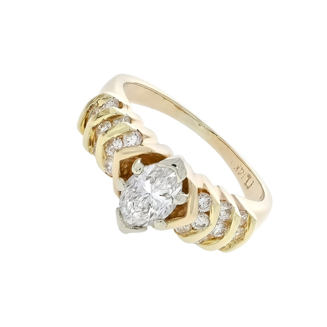 Marquise Diamond Engagement Ring 14K Yellow Gold .70CT