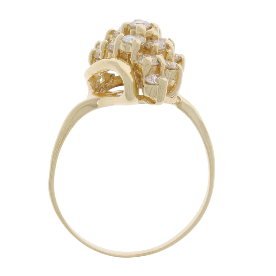 Retro Diamond Cluster Ring 14K Yellow Gold 1.05 CTW