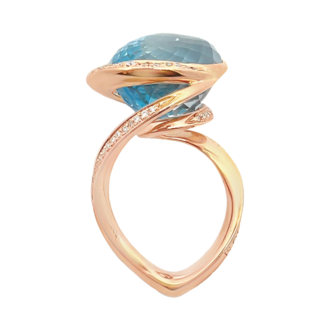 Topaz Diamond Ring IO SI Company 18K Rose Gold 29.85 CT