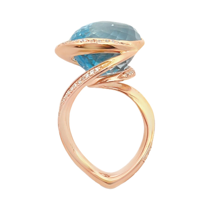 Topaz Diamond Ring IO SI Company 18K Rose Gold 29.85 CT