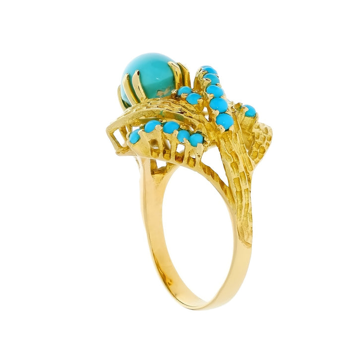 Turquoise Vintage Ring 22K Yellow Gold