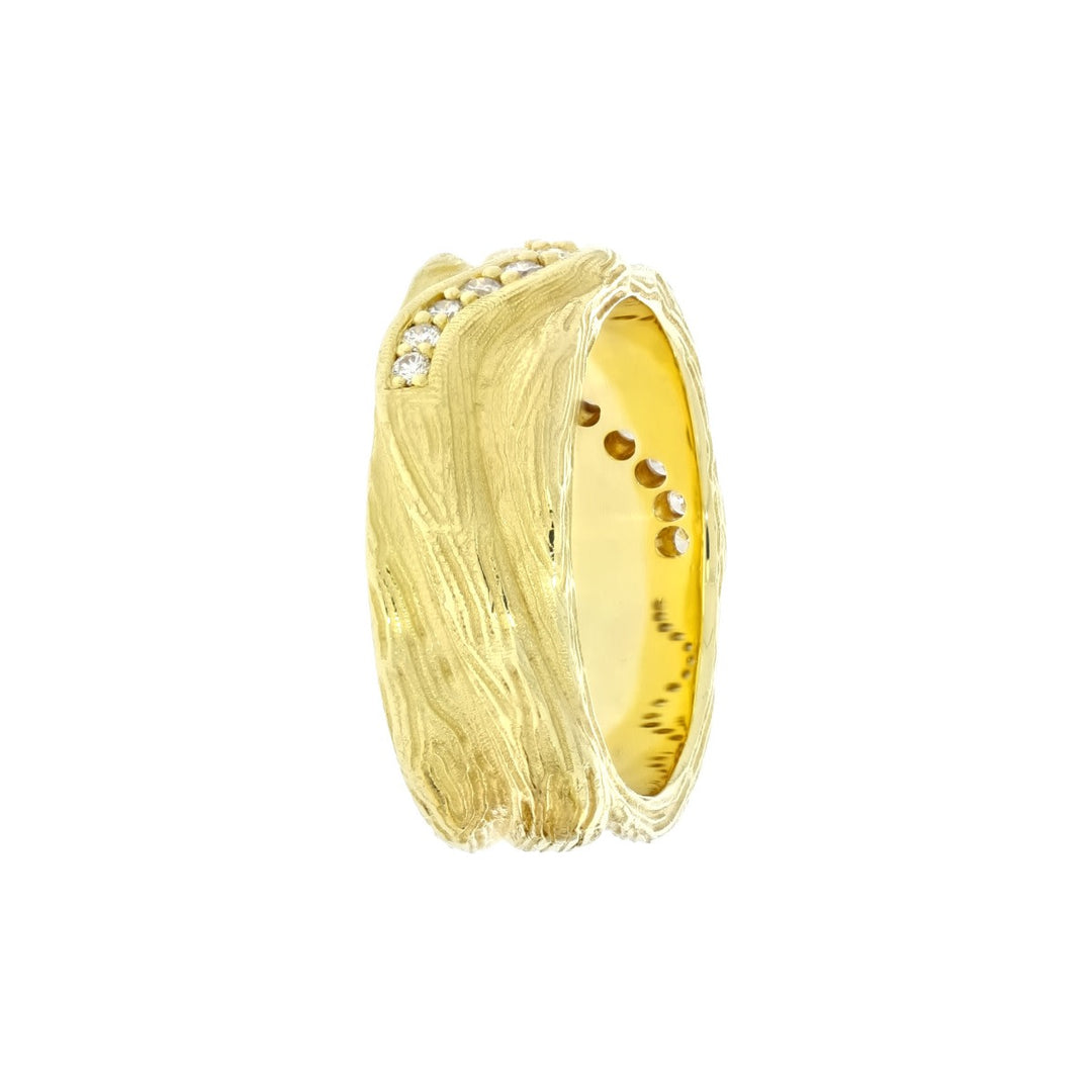 Wood Grain Diamond Band 18K Yellow Gold .25CTW