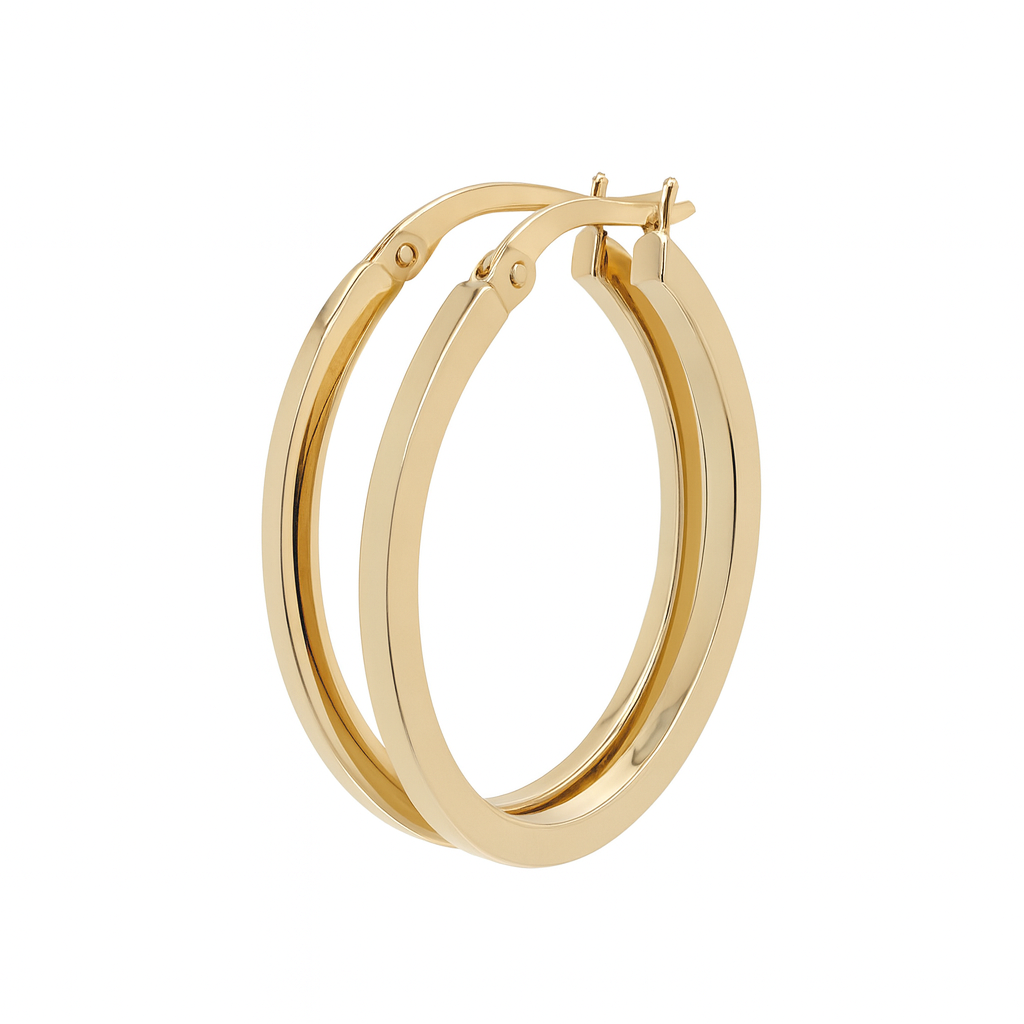 Hollow Oval Hoops 14K Yellow Gold