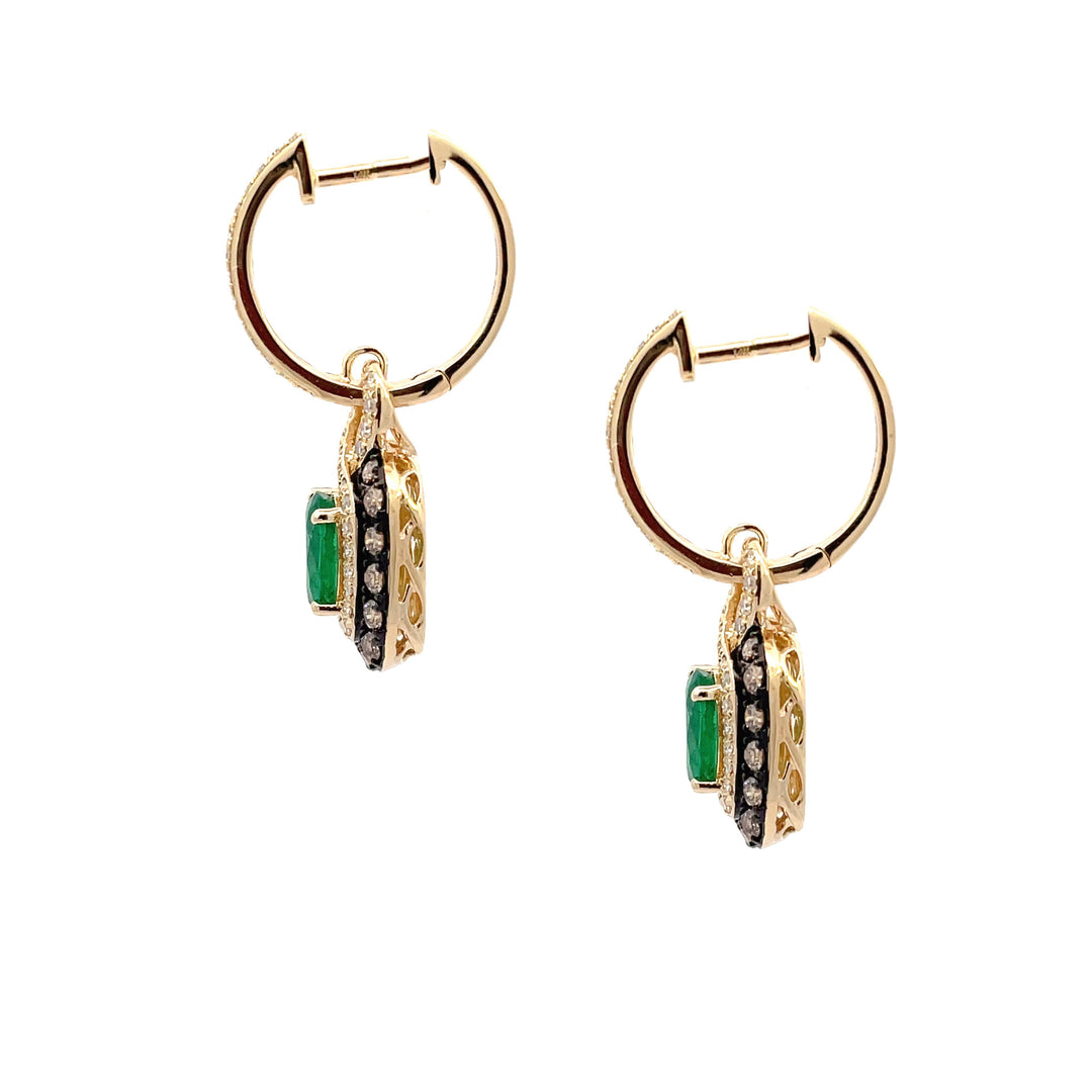 Effy Emerald Diamond Dangle Earrings 14K Yellow Gold 1.14CT