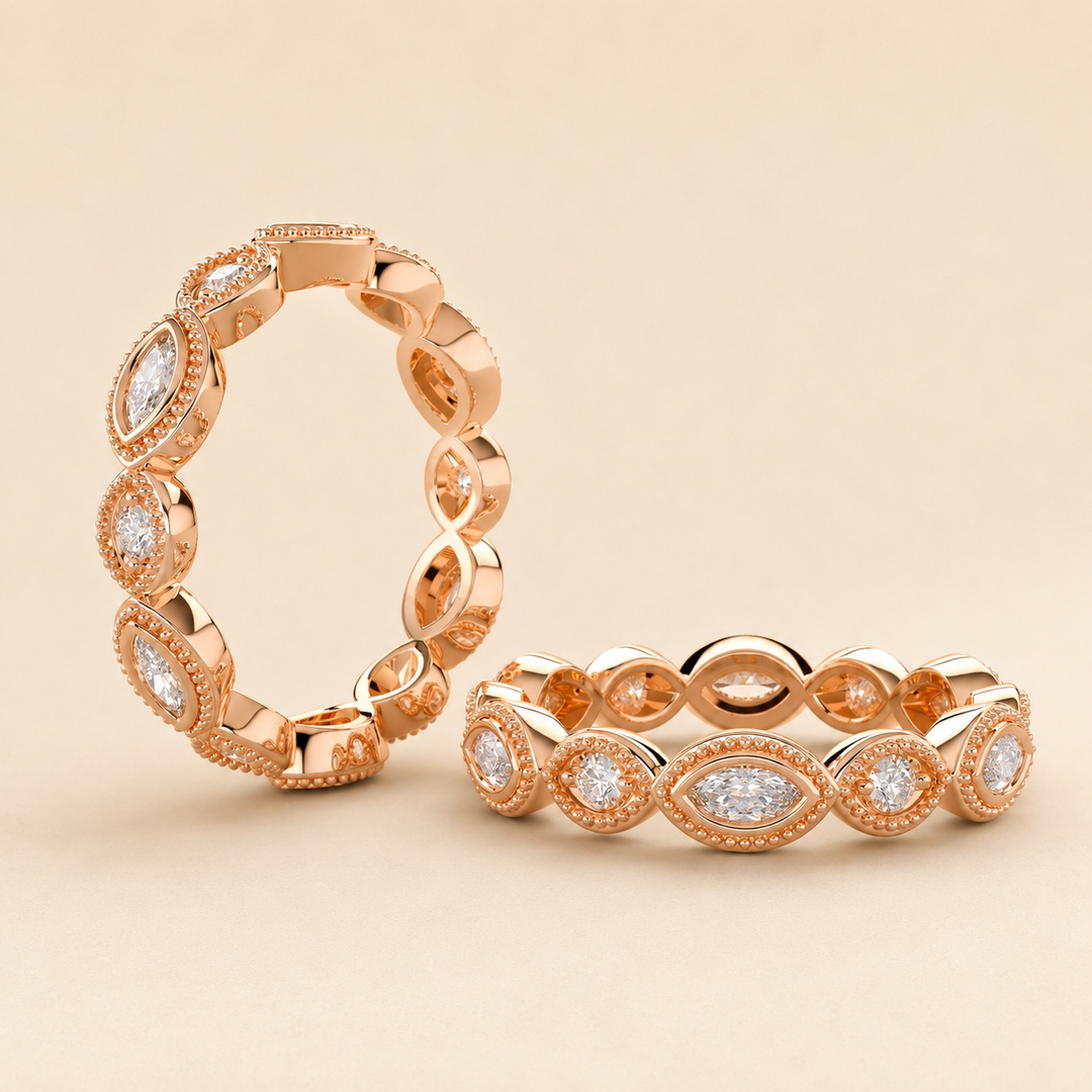 Women's ALL Rose Gold Band with diamonds