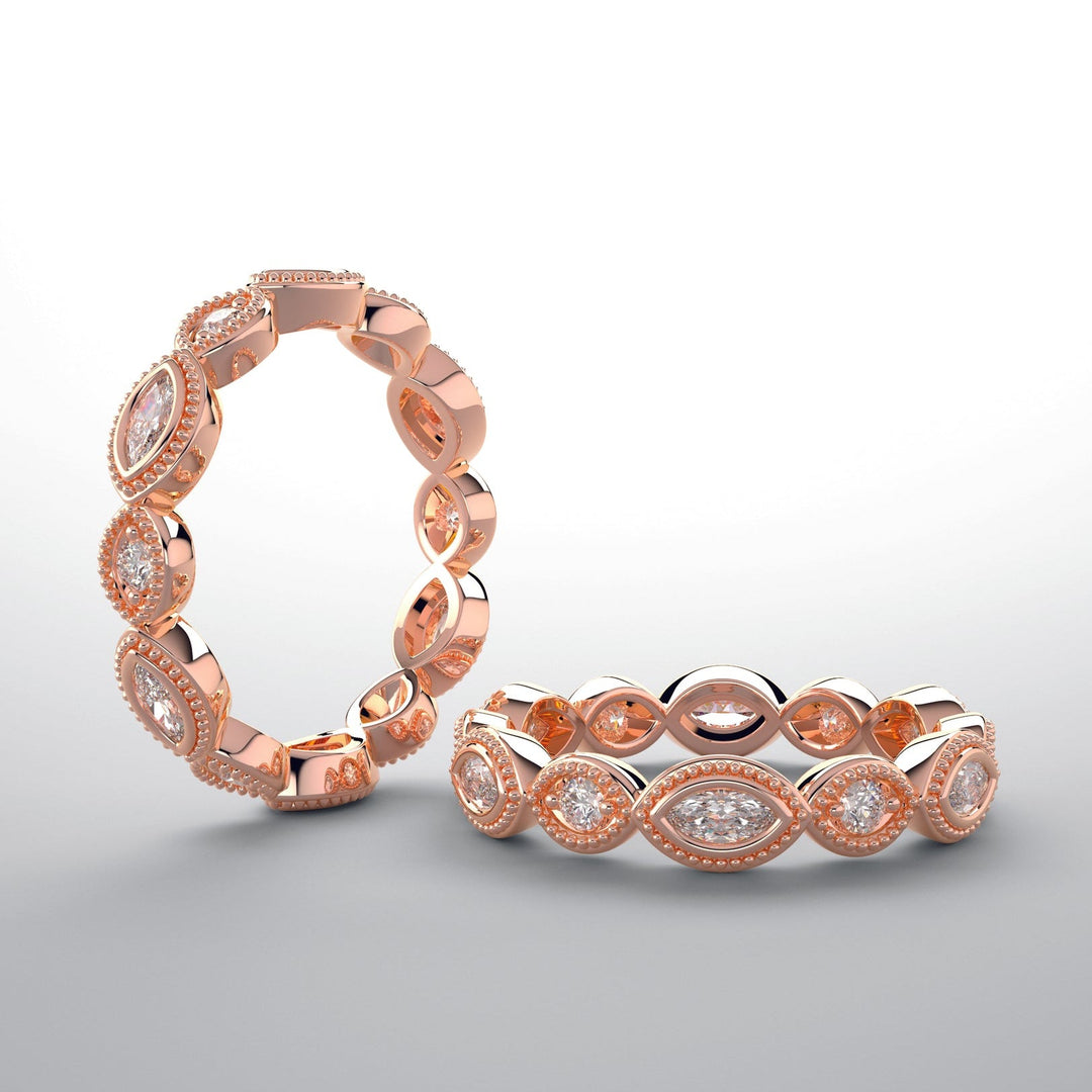 Women's ALL Rose Gold Band with diamonds