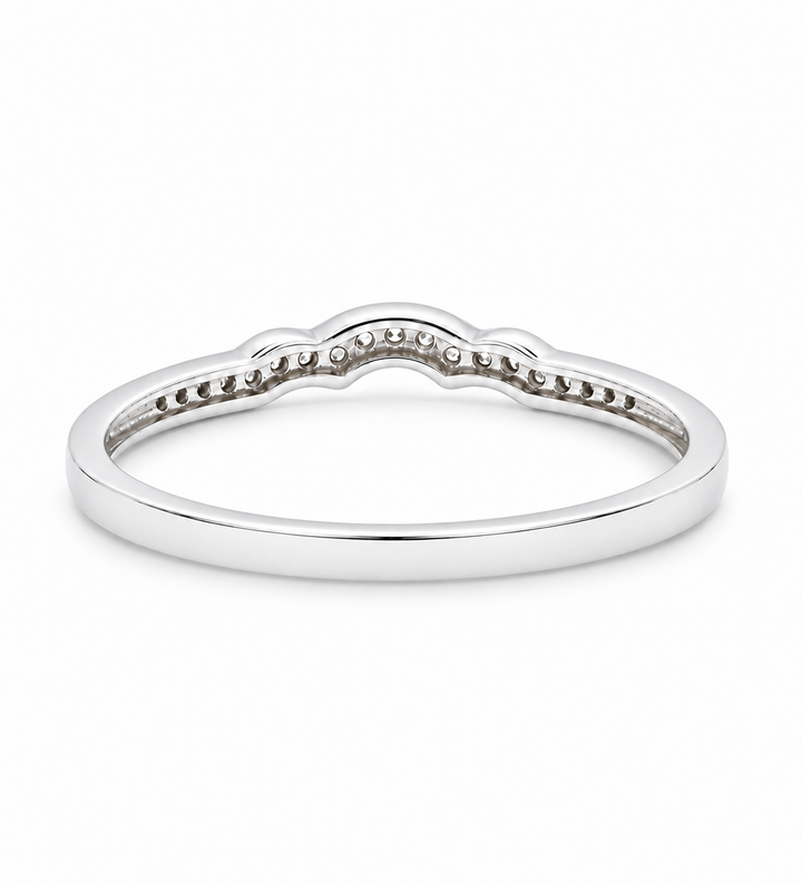 Diamond Curved Band 0.06CT Vintage Style 10K White Gold