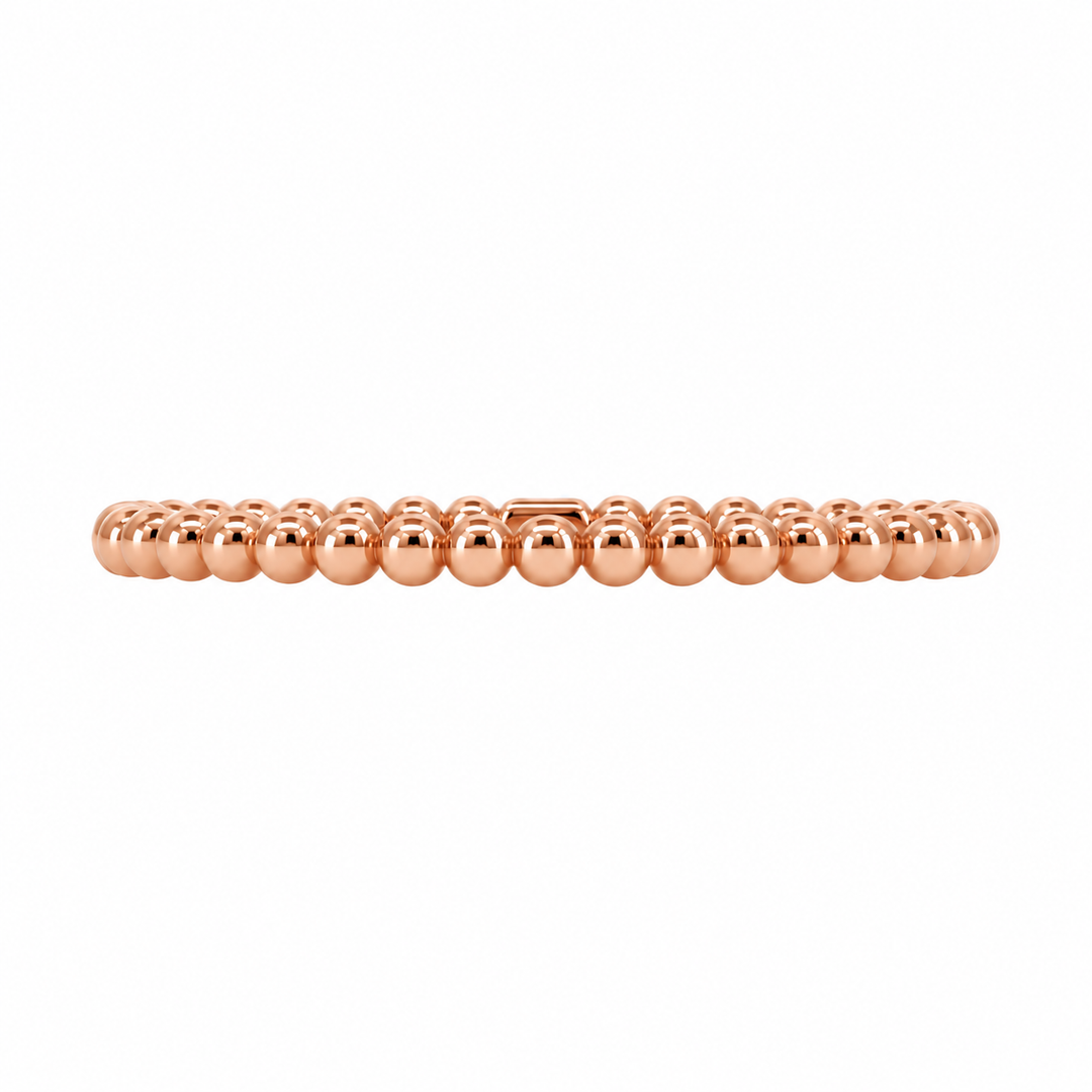10K rose gold beaded stackable ring featuring a delicate 1.75MM band with polished rounded bead detailing.