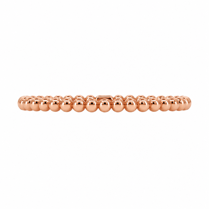 10K rose gold beaded stackable ring featuring a delicate 1.75MM band with polished rounded bead detailing.