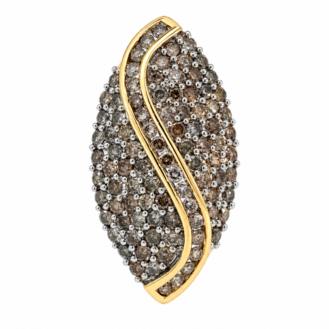 10K yellow gold marquise diamond cluster cocktail ring featuring 1.86CTW sparkling diamonds in an elegant statement design.
