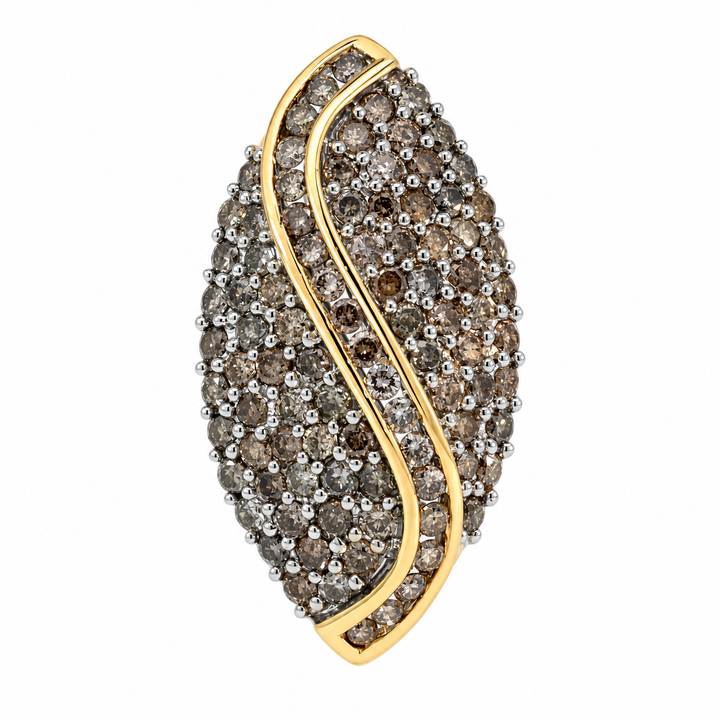 10K yellow gold marquise diamond cluster cocktail ring featuring 1.86CTW sparkling diamonds in an elegant statement design.