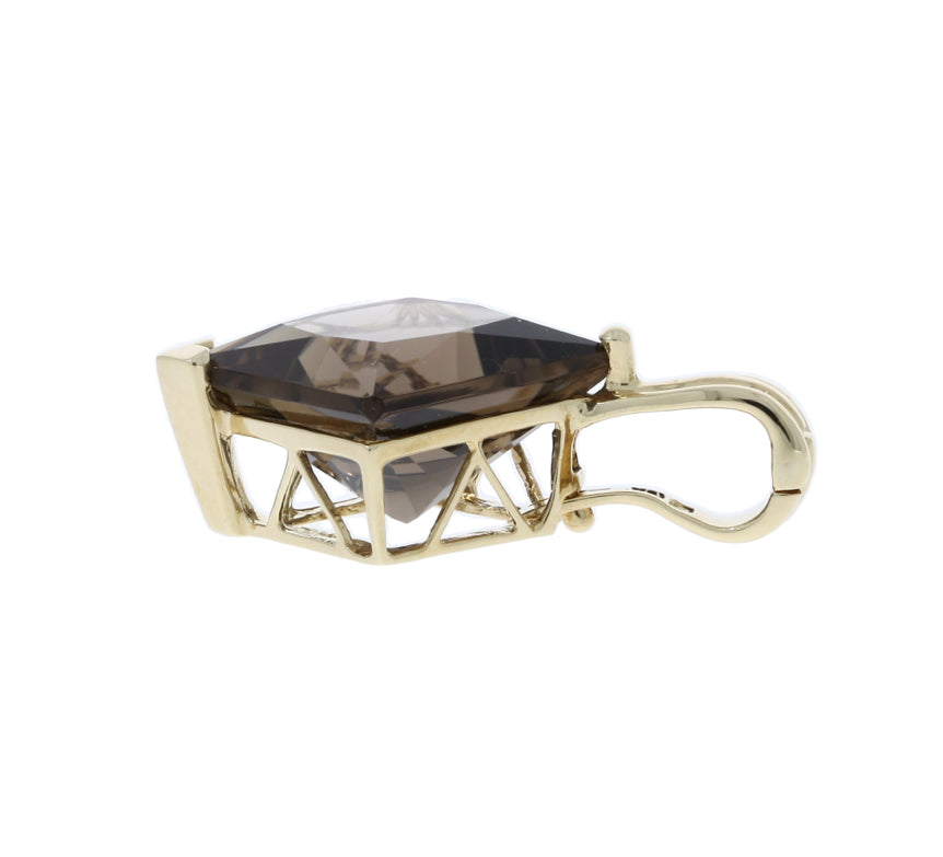 Smoky Quartz Pendant 10K Yellow Gold 13.08CT
