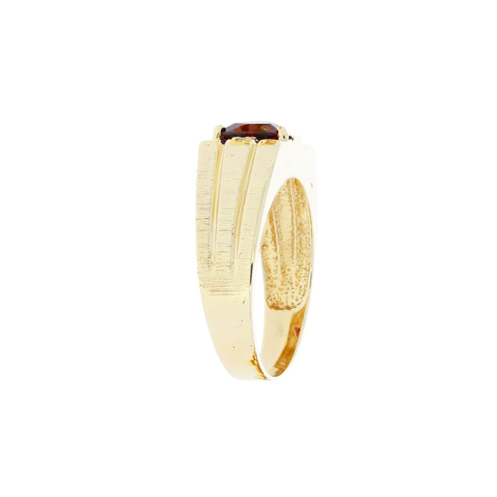 Men's Garnet Diamond Ring 10K Yellow Gold 1CT