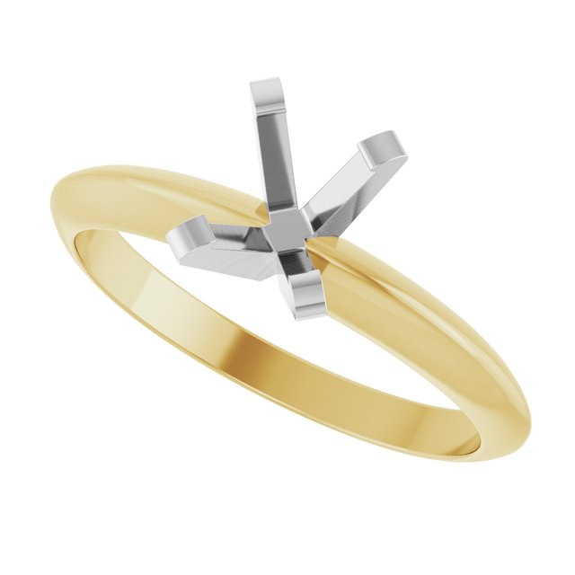 Oval Solitaire Engagement Ring Setting 14K Two Tone .75CT