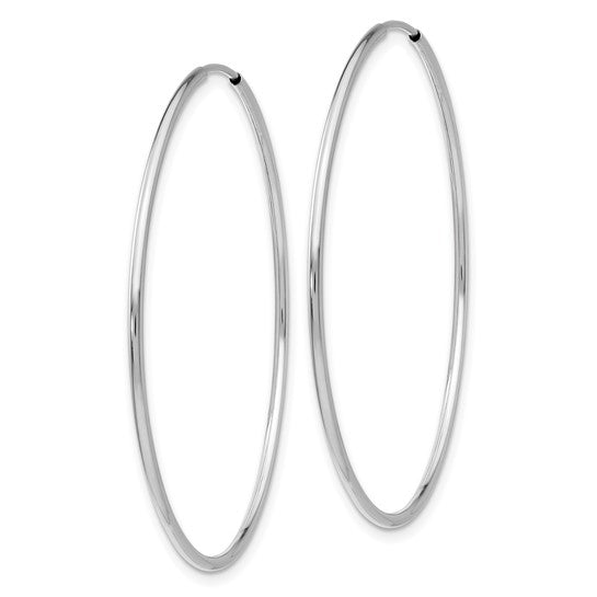 14k White Gold 1.20mm Polished Endless Tube Hoop Earrings