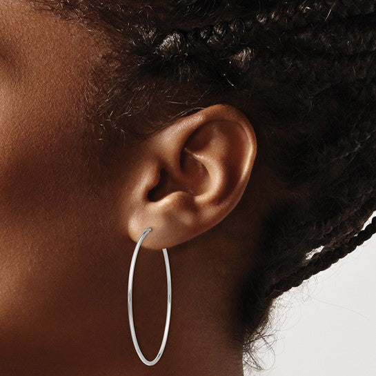 14k White Gold 1.20mm Polished Endless Tube Hoop Earrings