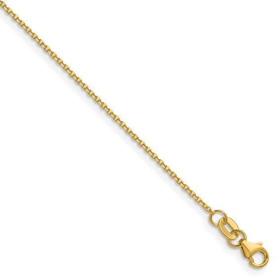 14K Yellow Gold Diamond Cut  Cable Solid Link Chain 1.1MM 20"