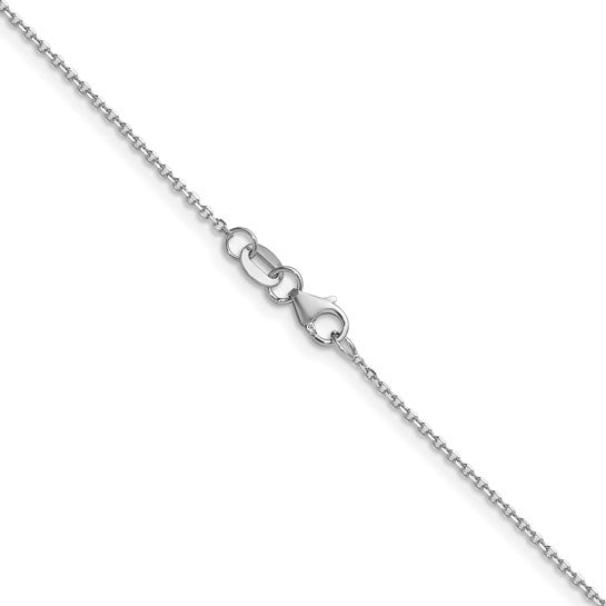 14K White Gold Diamond Cut Cable Solid Link Chain 1.1MM 20"