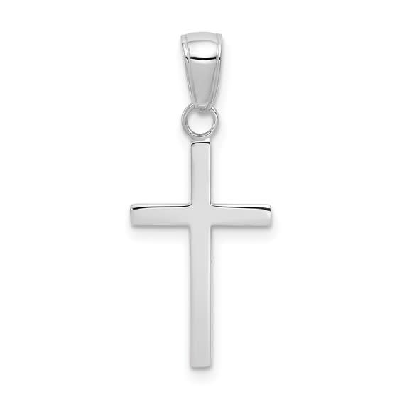 14K White Gold Polished Cross Pendant 23.7x11MM