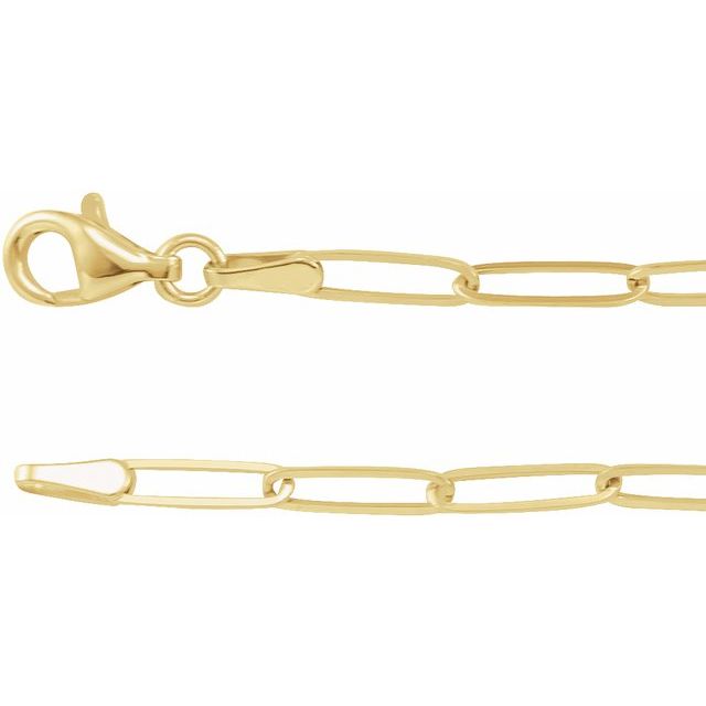 14K Yellow 2.6 mm Paperclip-Style 18" Chain