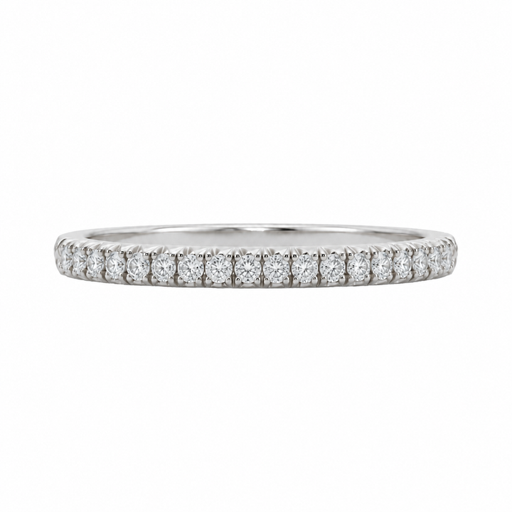 14K white gold diamond stacking band featuring 0.24CTW diamonds in a classic, elegant design.
